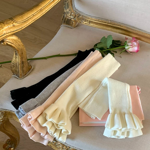 Fashion pure hand-sewn pearl bow socks cover ballet miu style babes leg cover spring and autumn jk sweet