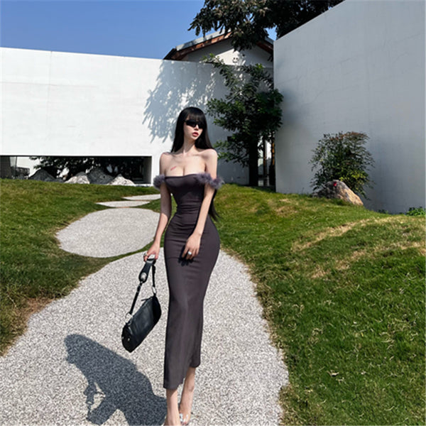 Sexy Spice Girl Resort Beach Buttocks Long Dress Tea Suspender Dress Gentle Simple Fashion Versatile Dress