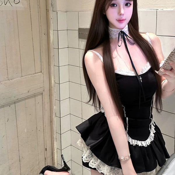 Pure Desire Style Sexy Hot Girl Lace Patchwork Camisole Women Summer Home Black Hollow Red Backless Camisole