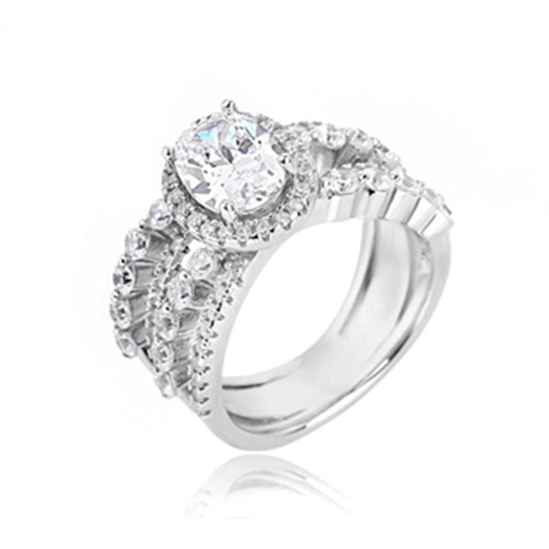 Luxury and high-end sense, thousand gold wind big rhinestone ring temperament personality, Japanese and Korean oval rhinestone full diamond multi-layer ring