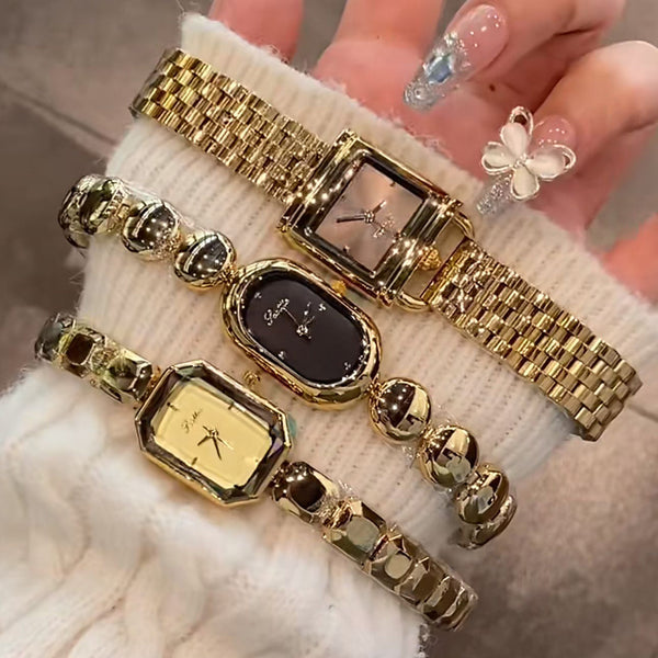 Cool Rectangular Luxurious Gold Watch