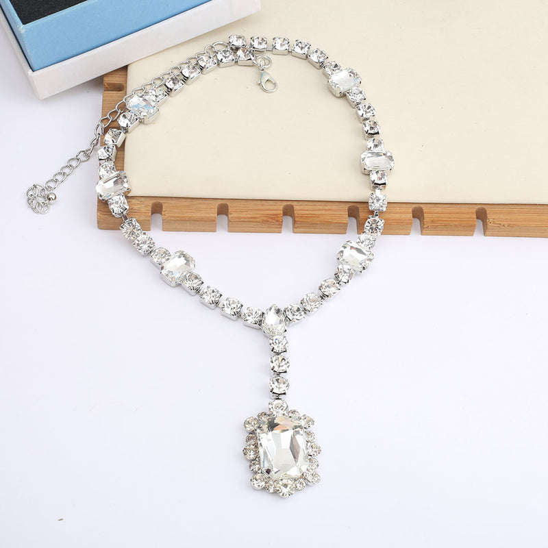 European and American Retro Heavy Craft Gorgeous Fox Necklace Full Zircon Evening Dress Accessory Chain Light Luxury Clavicle Chain Choker for Women