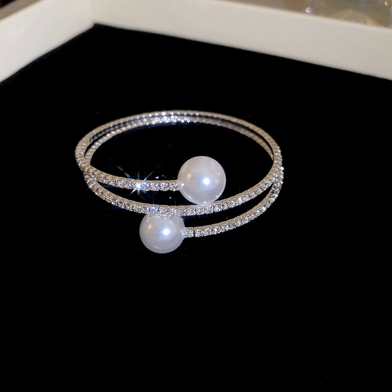 Pearl Elastic Bracelet for Women New High-End Sense Bracelet Light Luxury Niche Exquisite Summer Versatile Hand Jewelry