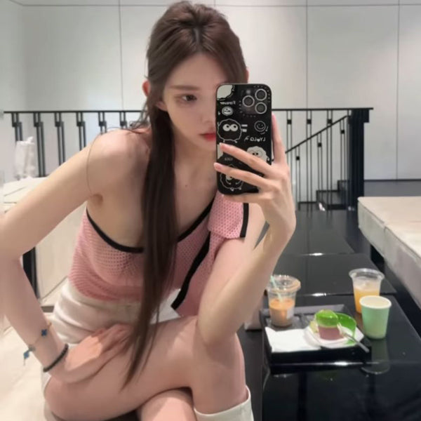 Pure Desire Style Sexy Hot Girl Halter Neck Strap Vest Women Summer Beach Vacation Slimming Beach Bowknot One-shoulder Top