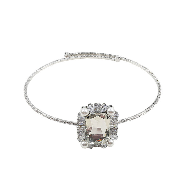 Choker Flash Diamond Necklace Square Diamond Design Sense Niche Neck Chain Wedding Dress Accessories Nightclub Disco Choker