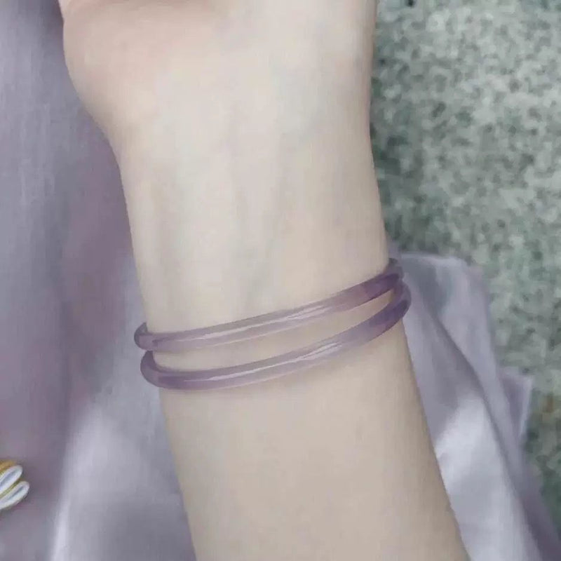 Imitation Jade Thin Strip Bracelet Ding Dong Step Ancient Style One Sound Glass Hanfu Bestie Bracelet Purple Bracelet Bell Bracelet