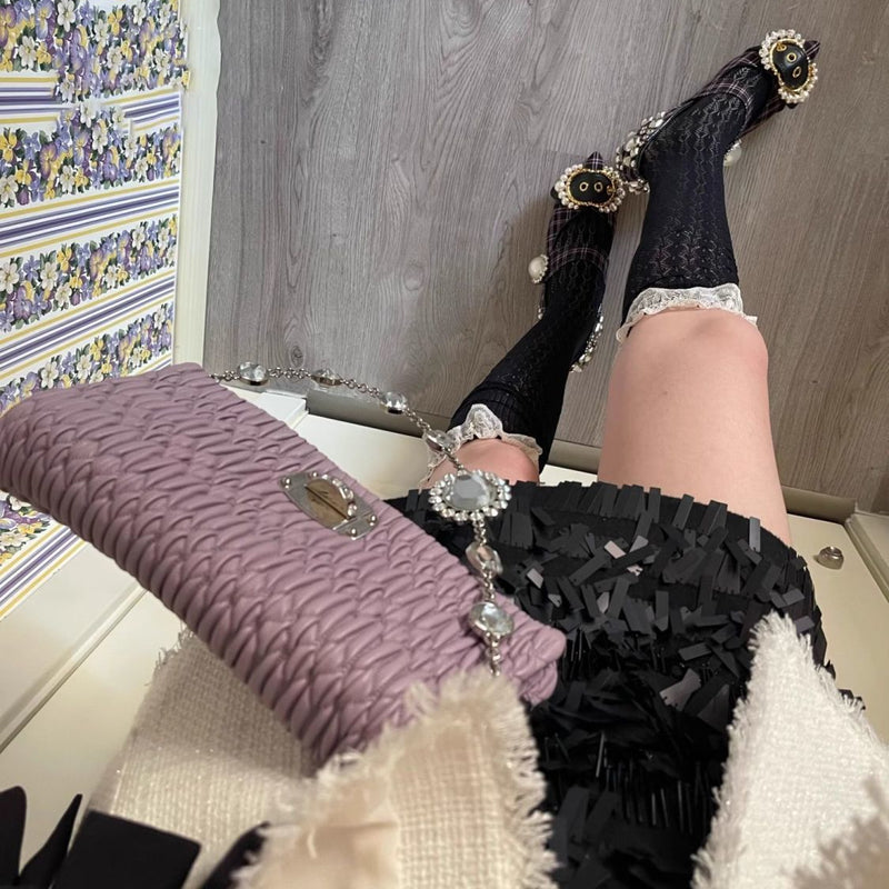 Summer Thin Lace Trim Sexy Long Tube Socks Floral Hollow Breathable Hot Girl Thigh High Versatile Over-the-Knee Slouch Socks