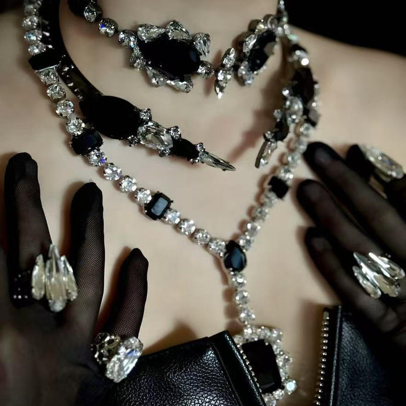 European and American Retro Heavy Craft Gorgeous Fox Necklace Full Zircon Evening Dress Accessory Chain Light Luxury Clavicle Chain Choker for Women