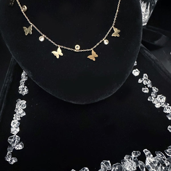 ins wind super fairy necklace fringed collarbone chain butterfly fairy golden noble necklace