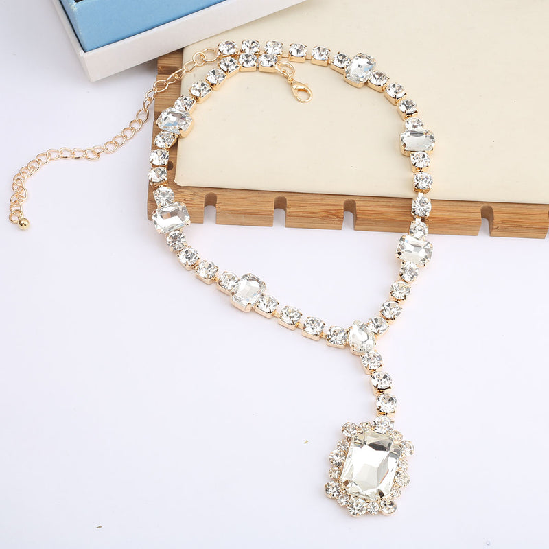 European and American Retro Heavy Craft Gorgeous Fox Necklace Full Zircon Evening Dress Accessory Chain Light Luxury Clavicle Chain Choker for Women