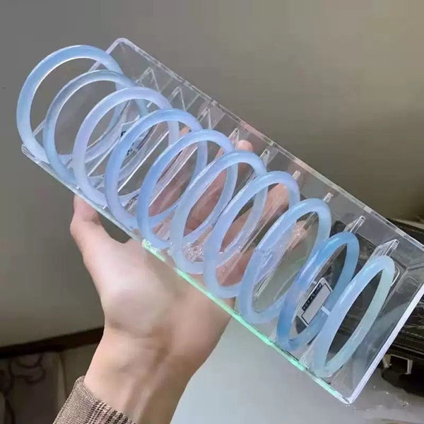 One Step Glass One Ring Imitation Jade Dingdang Thin Strip Bracelet Forbidden Step Ancient Style Blue Bracelet