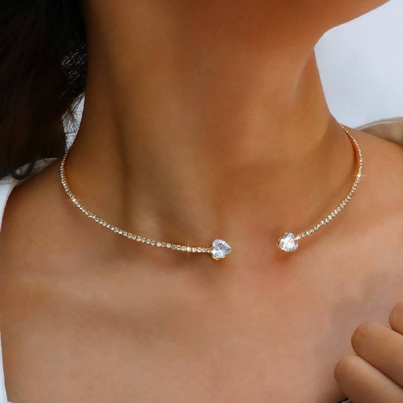 Zircon necklace choker love open collar premium necklace collarbone temperament dress versatile