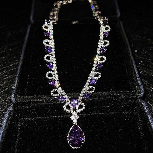 Luxury Purple Premium Recommended Accessories: Ocean Tears Necklace, Luxurious Inlaid Purple Pendant, Valentine's Day Gift