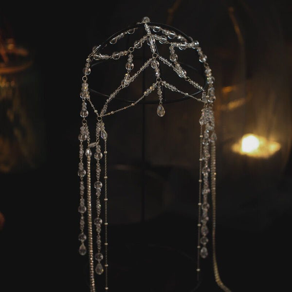 Korean Style Super Fairy Bride Hair Accessories Forest Style Crystal Tassel Forehead Ornament Brow Pendant Wedding Style Makeup Wedding Hair Accessories for Women