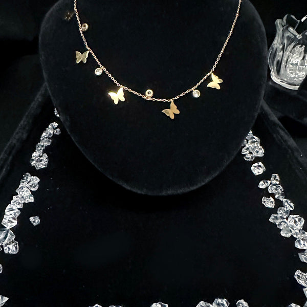ins wind super fairy necklace fringed collarbone chain butterfly fairy golden noble necklace