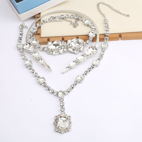 European and American Retro Heavy Craft Gorgeous Fox Necklace Full Zircon Evening Dress Accessory Chain Light Luxury Clavicle Chain Choker for Women