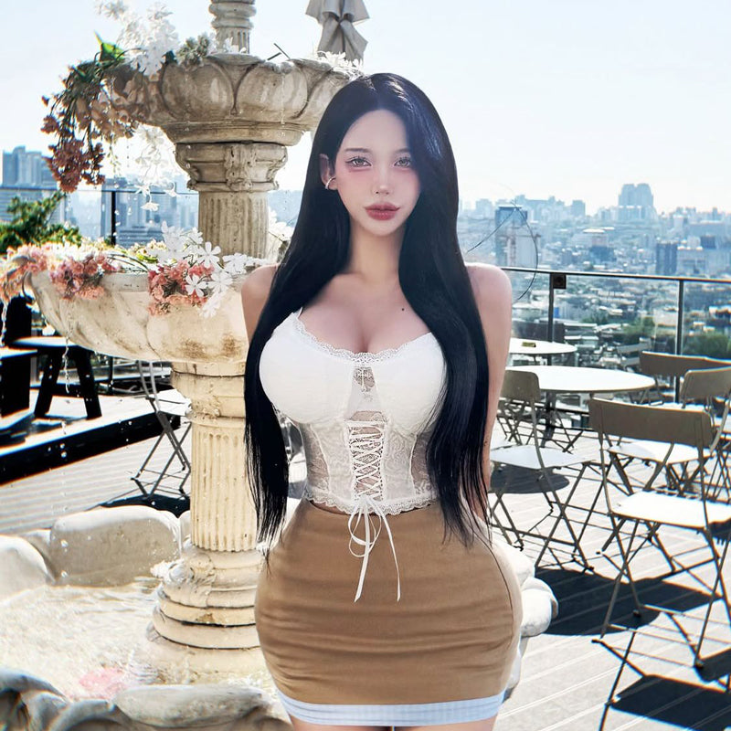 Pure Desire Style Sexy Hot Girl Lace Strap Vest Women Summer Beach Vacation Slimming Beach See-through Strap Vest