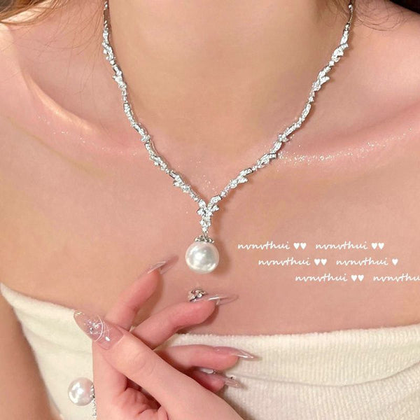 American luxury heavy industry temperament celebrity daughter wind pearl pendant rhinestone necklace bride jewelry collarbone chain