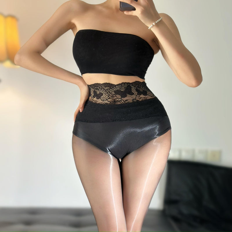 sw74 [Aurora Butterfly Lace High Waist Seamless Pantyhose] Ultra-thin Silky Feel Summer Sexy