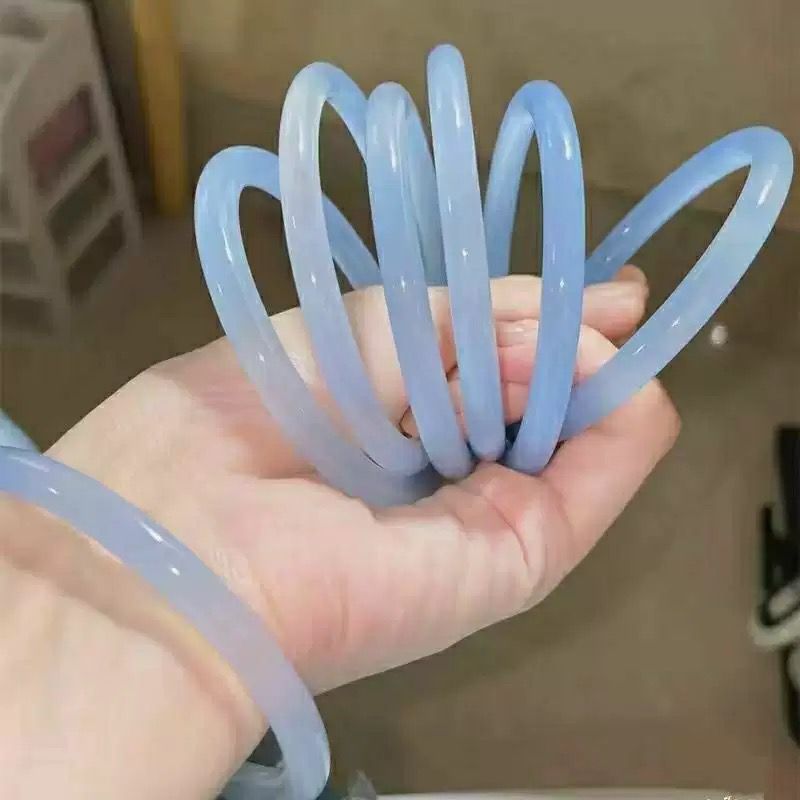 One Step Glass One Ring Imitation Jade Dingdang Thin Strip Bracelet Forbidden Step Ancient Style Blue Bracelet