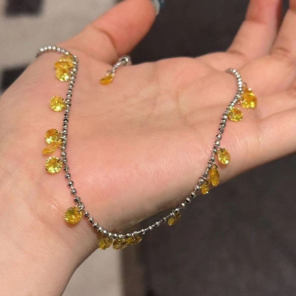 Luxury handmade chain Chinese style yellow extravagant collarbone chain