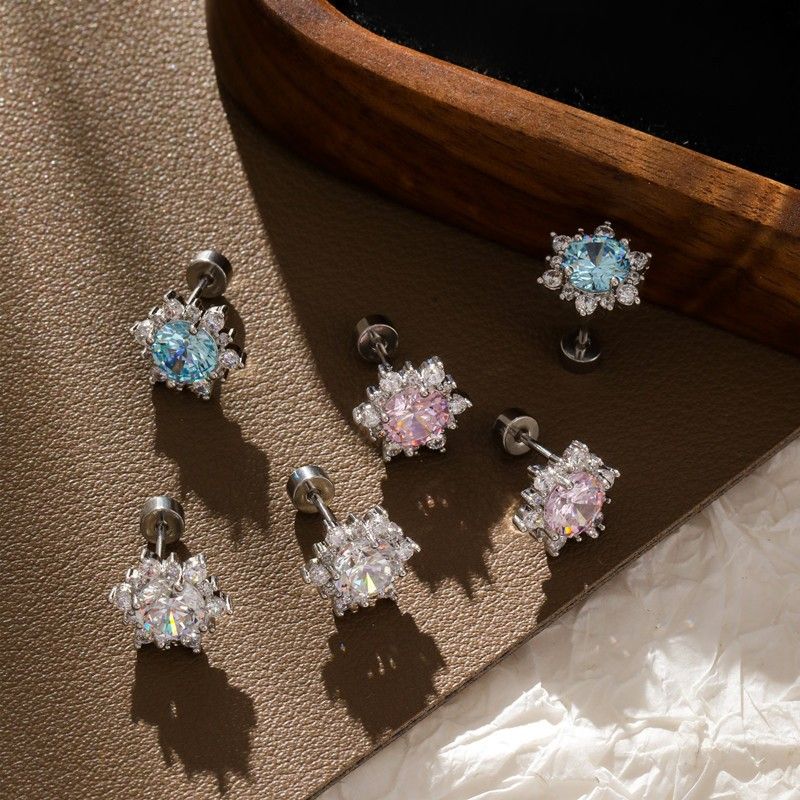 Snowflake ear studs, cochlear implants, non removable, exquisite and versatile earrings for commuting