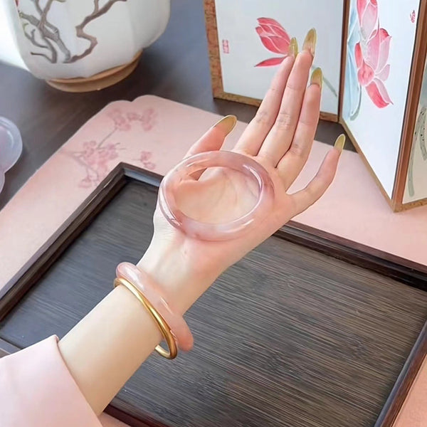 10mm New Chinese Style Ice Transparent White Agate White Moonlight Bracelet Imitation Agate Bracelet Lychee Frozen Round Bracelet Trendy Women