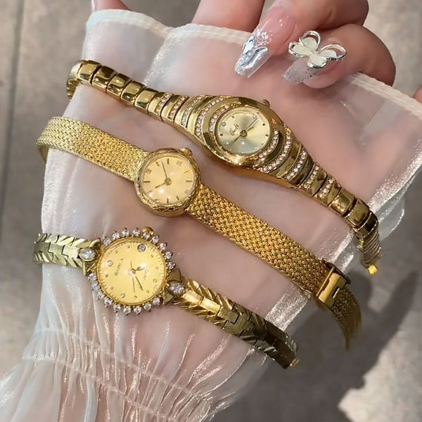 Luxurious High-End Edition Tech-Sense Personality Gold Watch with Diamond Inlay
