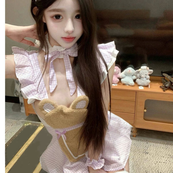 Pure Desire Style Sexy Hot Girl Maid Costume COS Halloween Cute Young Girl Age-Reducing Uniform Set for Women