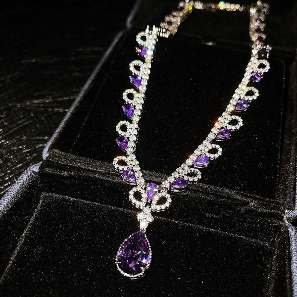 Luxury Purple Premium Recommended Accessories: Ocean Tears Necklace, Luxurious Inlaid Purple Pendant, Valentine's Day Gift