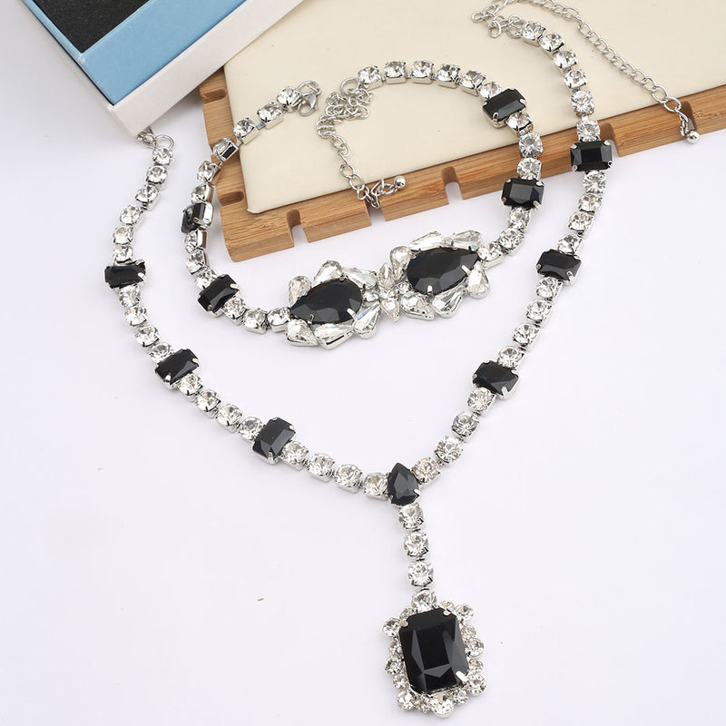 European and American Retro Heavy Craft Gorgeous Fox Necklace Full Zircon Evening Dress Accessory Chain Light Luxury Clavicle Chain Choker for Women