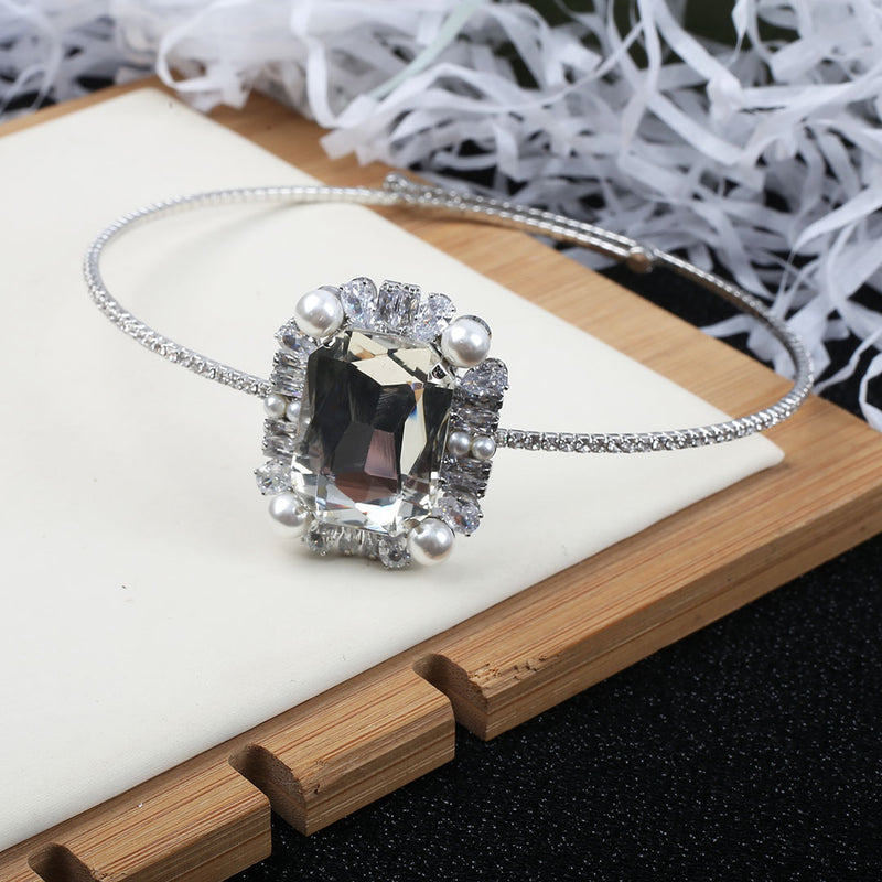 Choker Flash Diamond Necklace Square Diamond Design Sense Niche Neck Chain Wedding Dress Accessories Nightclub Disco Choker