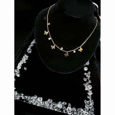 ins wind super fairy necklace fringed collarbone chain butterfly fairy golden noble necklace