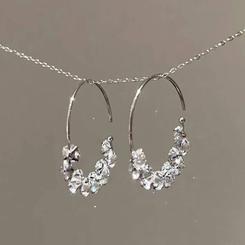 Cold wind foreign gas anti-allergic rhinestone large earrings niche design crystal circle earrings Internet celebrities