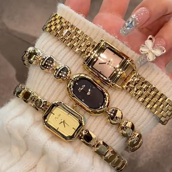Cool Rectangular Luxurious Gold Watch