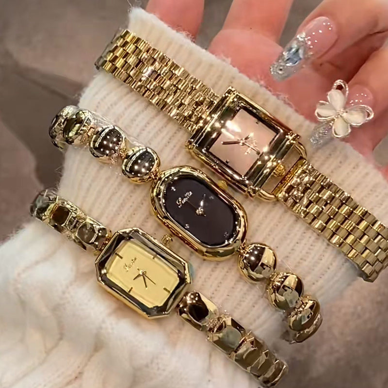 Cool Rectangular Luxurious Gold Watch