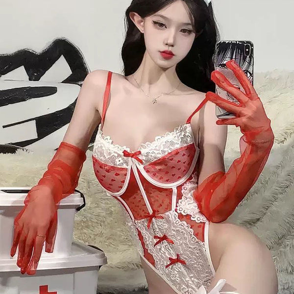 Sexy nurse lingerie jumpsuit