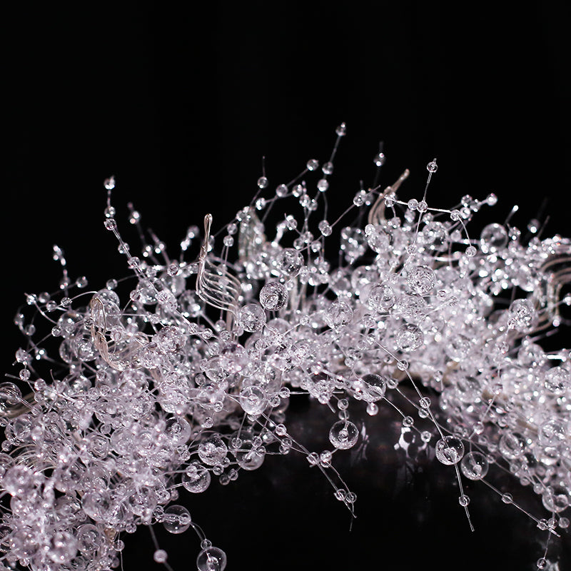2024 New Forest Style Fairy Bride Hair Accessories Toast Dress Crown Crystal Transparent Side Clip Hairband Fairy Accessories