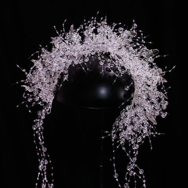 2024 New Forest Style Fairy Bride Hair Accessories Toast Dress Crown Crystal Transparent Side Clip Hairband Fairy Accessories