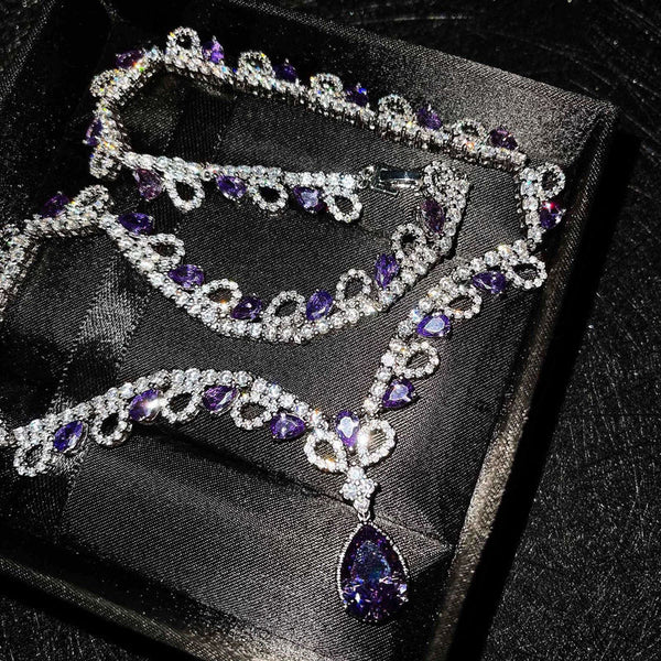 Luxury Purple Premium Recommended Accessories: Ocean Tears Necklace, Luxurious Inlaid Purple Pendant, Valentine's Day Gift