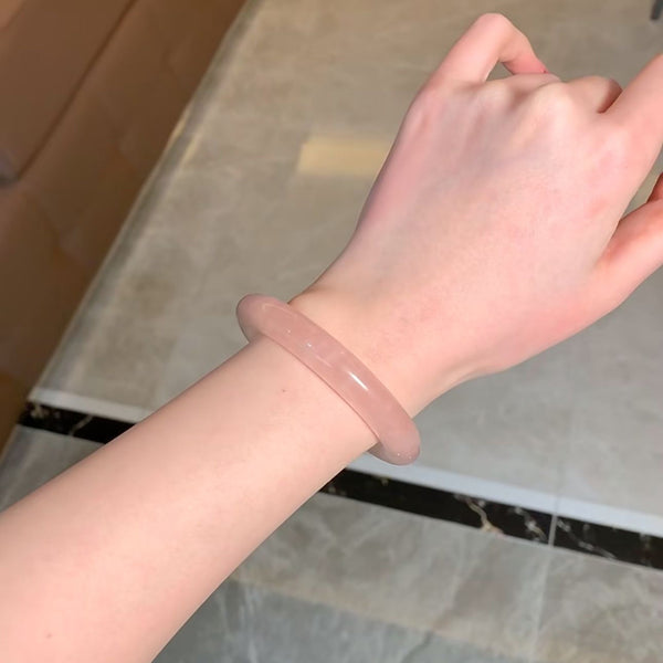 Ancient Style Chinese One-Step Glass Cat's Eye Stone Imitation Jade Bracelet Jade Bracelet Same Style Pink Bracelet Sweet