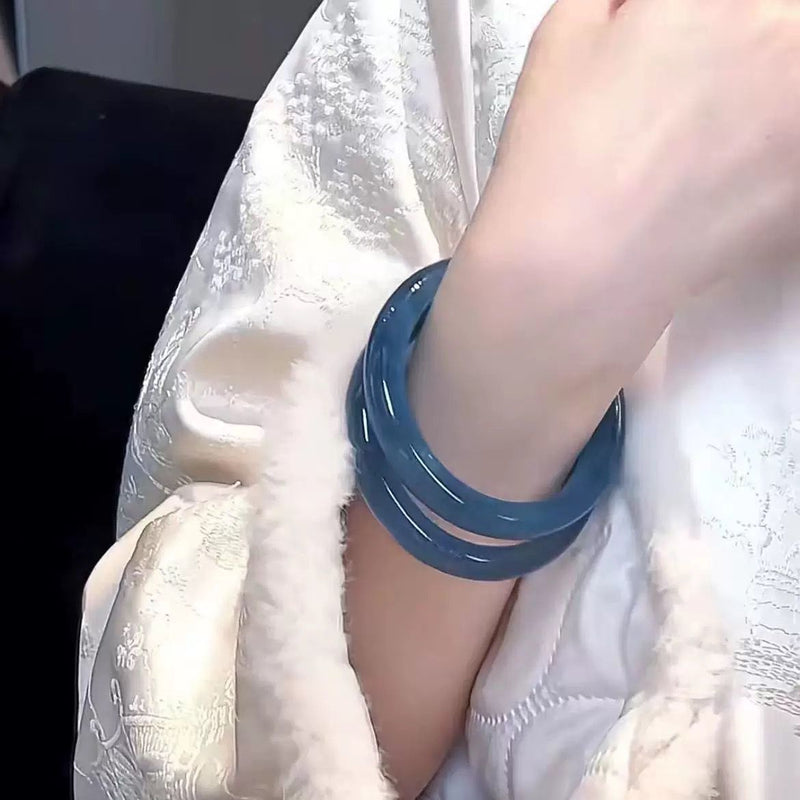 Chinese Style Bracelet High-end Cool Hand Jewelry Glass Cat's Eye Bracelet Aquamarine Bracelet