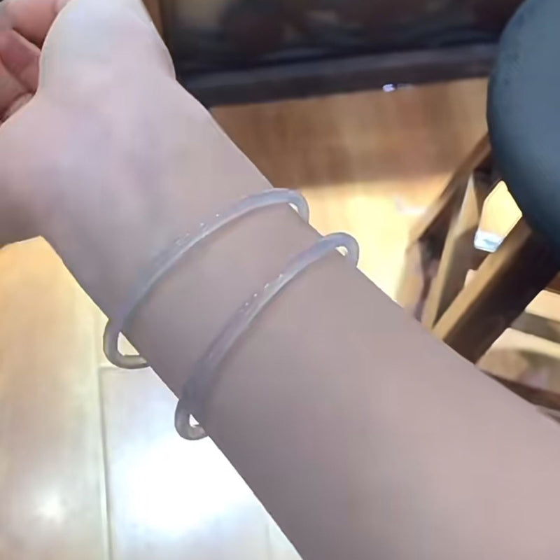 One Step Glass One Sound Imitation Jade Dingdang Bell Thin Strip Bracelet Ancient Style Hanfu Transparent Bracelet