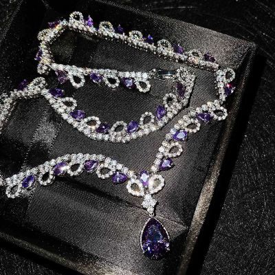 Luxury Purple Premium Recommended Accessories: Ocean Tears Necklace, Luxurious Inlaid Purple Pendant, Valentine's Day Gift